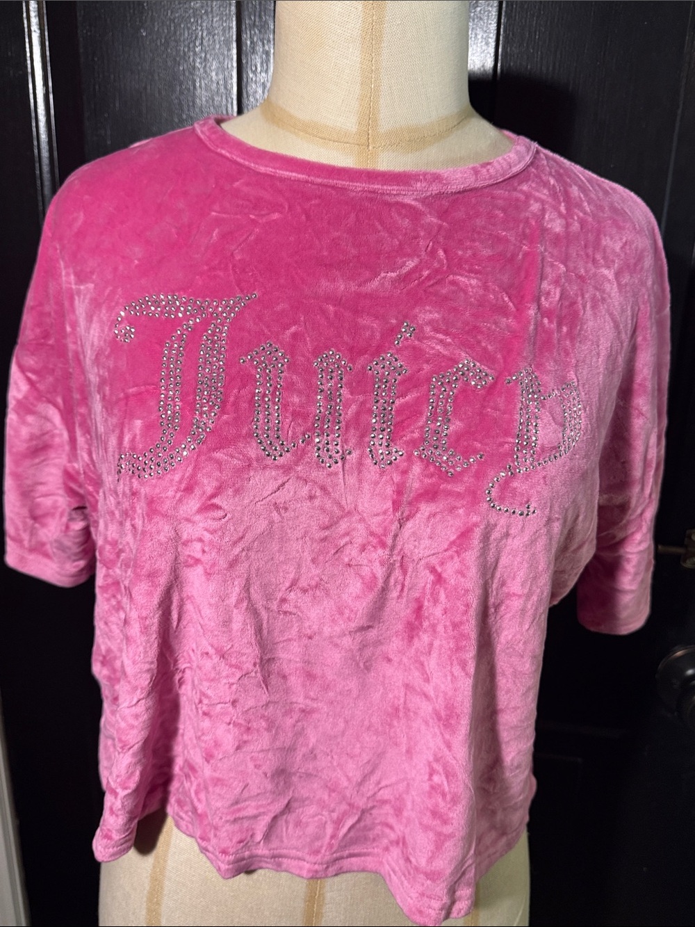 Juicy Couture Pink Velvet Crystal Logo Pajama Top